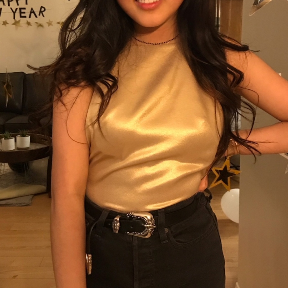 ASOS Metallic Gold Halter Cami / UK 8